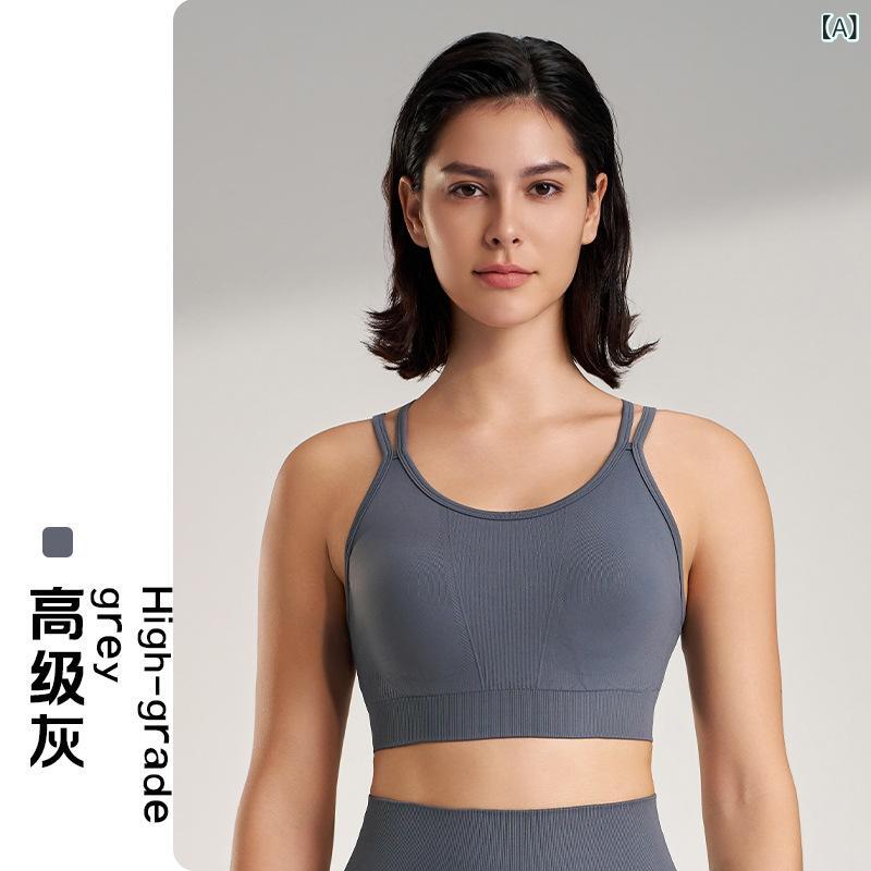 ブラトップ レディース 運動用 ヨガウェア ストレッチ 裸感 耐震 吊り下げキャミソ...