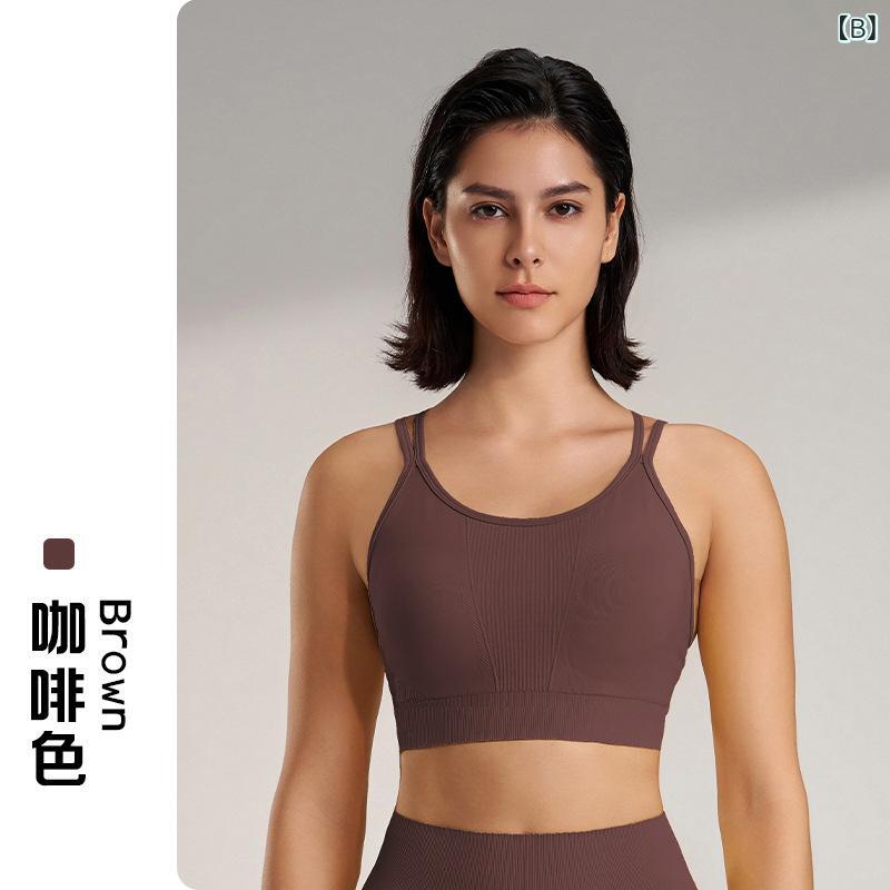 ブラトップ レディース 運動用 ヨガウェア ストレッチ 裸感 耐震 吊り下げキャミソ...