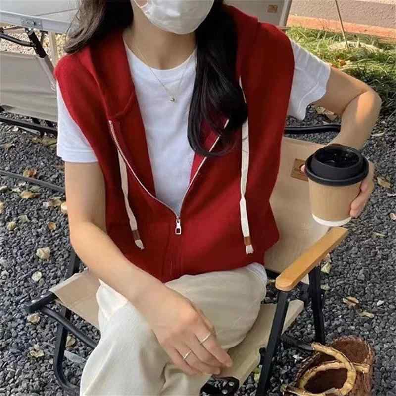 ニット レディース 秋冬 ジップアップ パーカー ベスト ゆったり 接触冷感 接触 暖...