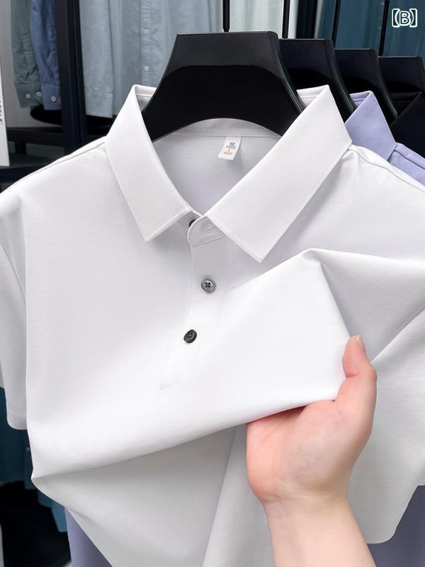 ポロシャツ 男性用 トップス 半袖 ファッション 快適 トレンド 上着 クラシック 無地 襟付き カットソー スタンダード ベーシック カジュアル スタイル