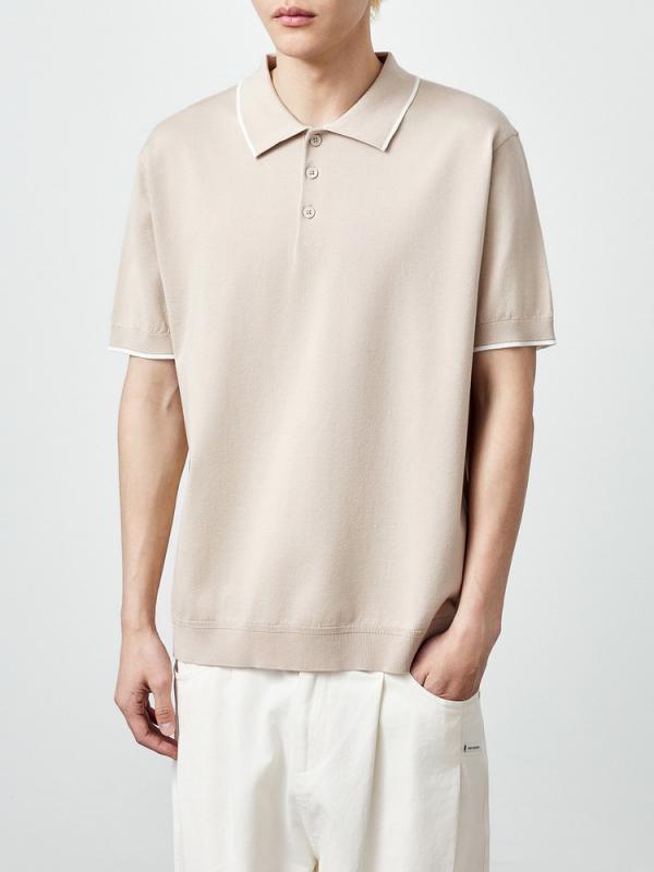 ポロシャツ メンズ 男性用 レーヨン混紡 接触冷感 ニット 半袖 微落肩 普段使い