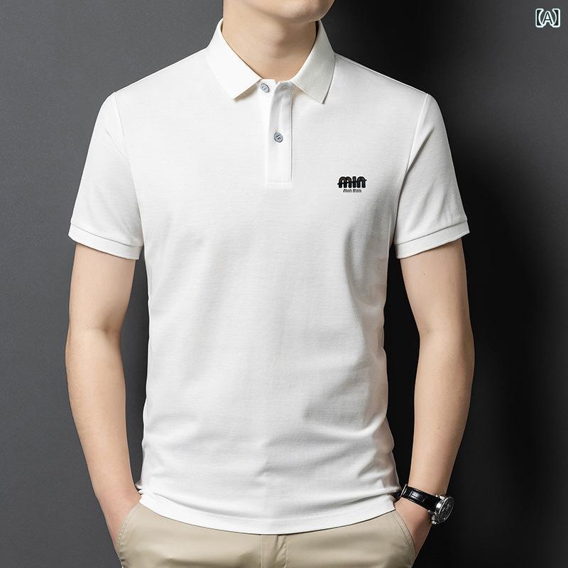 ポロシャツ 男性用 100%綿 シルケット加工 半袖 トップス Tシャツ ミドルエイジ 普段使い カットソー ビジネス カジュアル