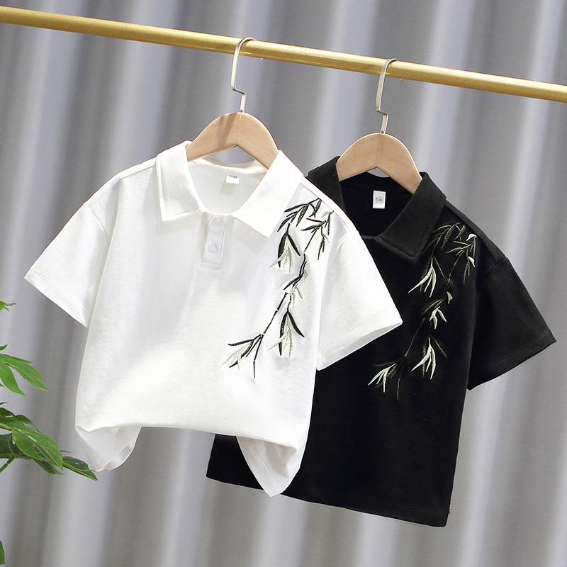 ポロシャツ 子供服 男の子 春夏 半袖 コットン 竹 刺繍 クール 普段着 おしゃれ着