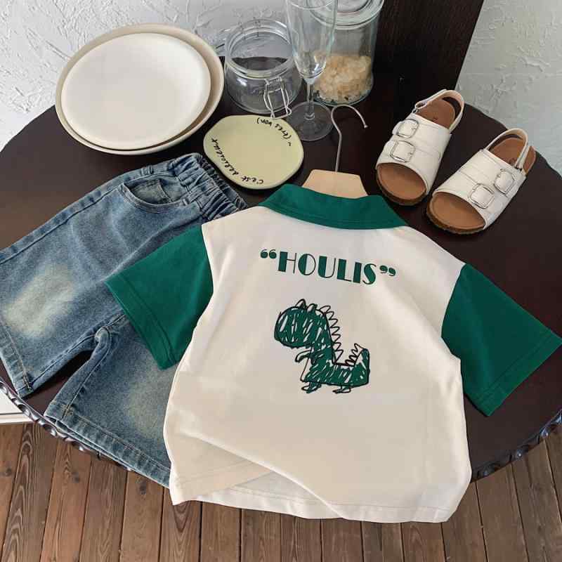 ポロシャツ キッズ 子供 半袖 恐竜 カジュアル 鹿の子 トップス ファッション 柔らか Tシャツ・カテゴリ: ポロシャツ・対象: 男女兼用・素材: 綿・カラー: ベージュ・対象年齢: 中小キッズ(3～8歳, 100～140cm)・適合身長: 90, 100, 110, 120, 130, 140