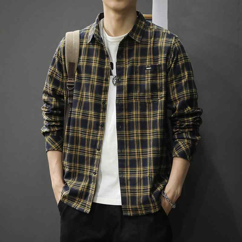 シャツ メンズ 男性用 長袖シャツ チェック柄 アメカジ カジュアル ゆったり 羽織り スプリングコート 春秋 春 秋 アウター 襟付き