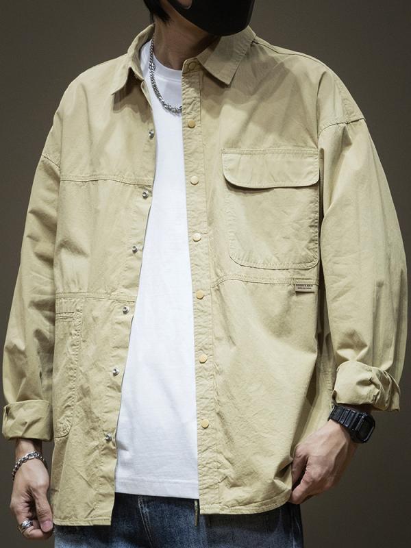 シャツ 男性用 長袖 大きいサイズ ワーク カジュアル トップス アウター スプリング オータム