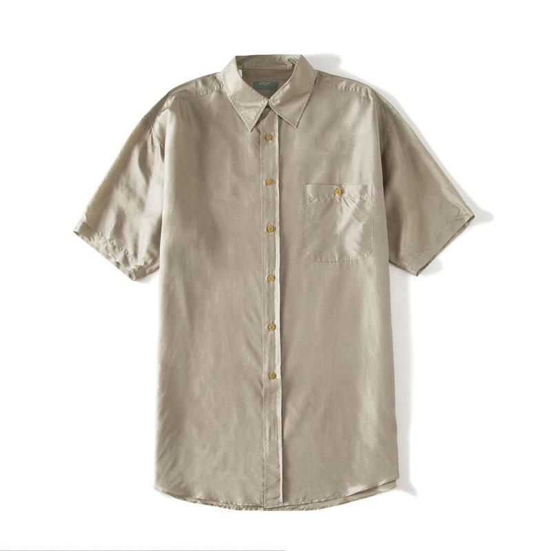 シャツ 男性用 半袖 シルク 桑蚕丝 絹 トップス 中高年 向け ゆったり リラックス フィット カジュアル