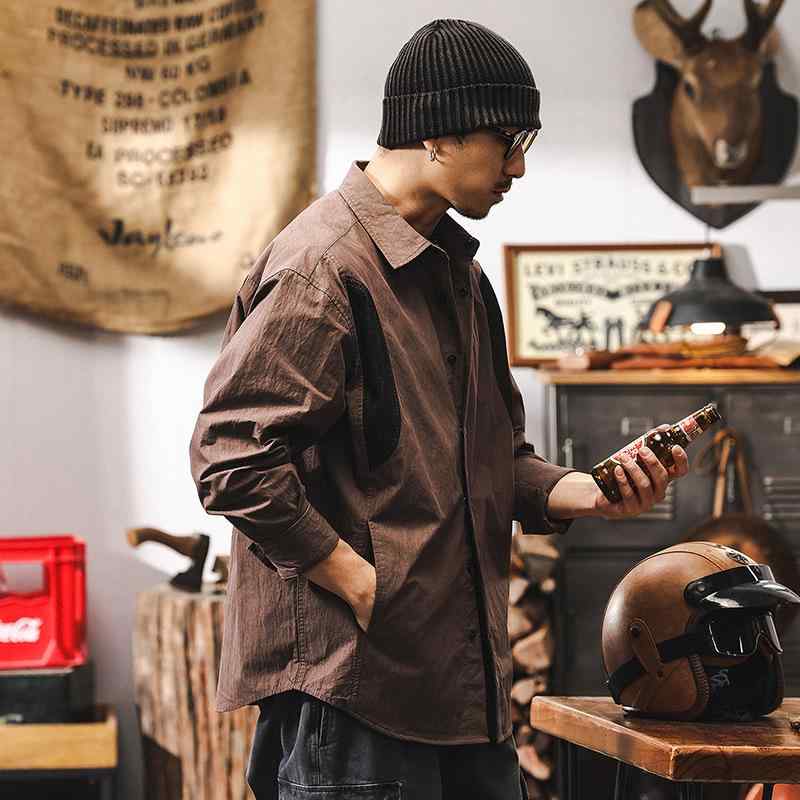 Short Sleeves （Shape Holding） - シャツ 男性用 春物 アメリカン レトロ ワーク 長袖 トップス 切り替え アウトドア 普段使い