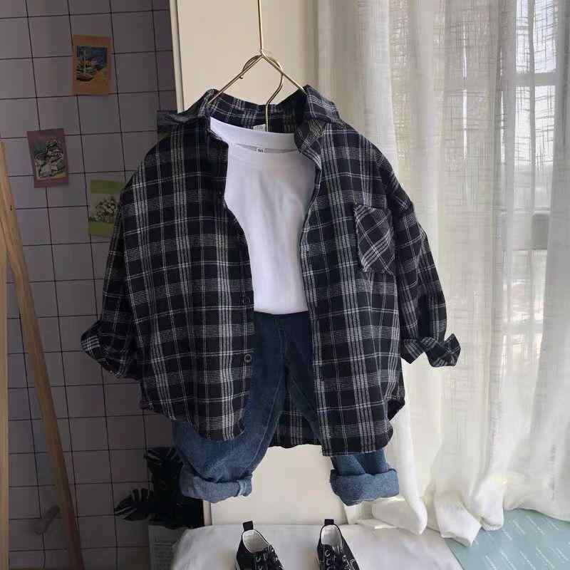 シャツ 子供 長袖 チェック柄 アウター トップス 韓国風 かわいい おしゃれ