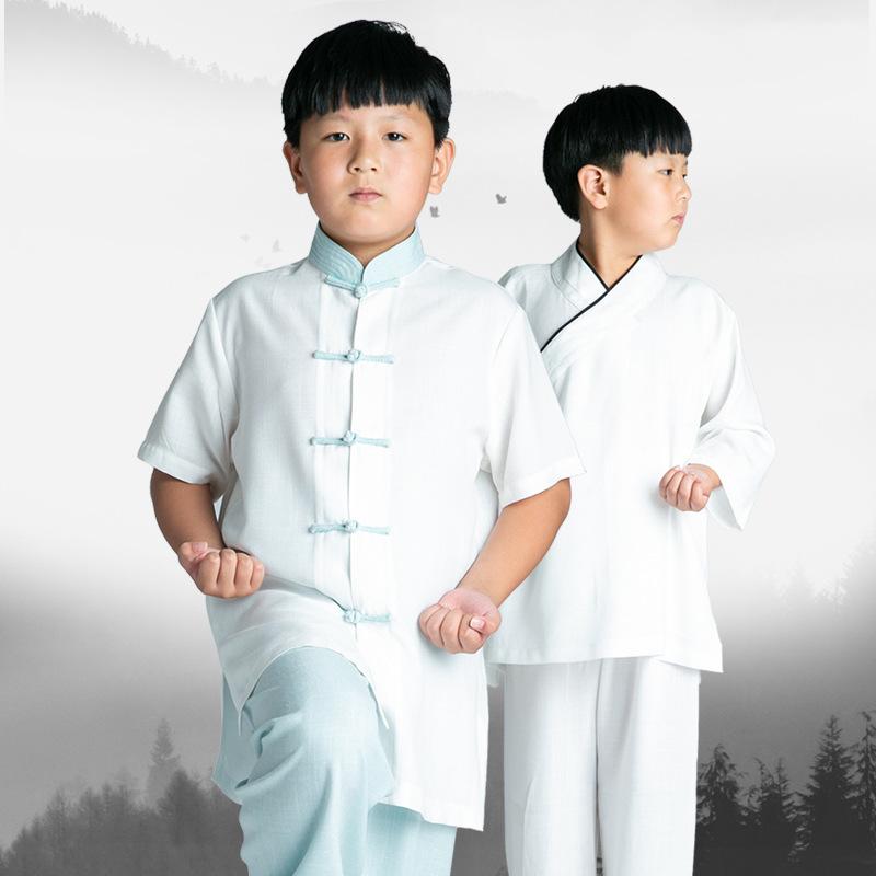 武道着 子供用 春夏 上下セット 太極拳 練習着 キッズ 男の子 女の子 訓練服 練功服