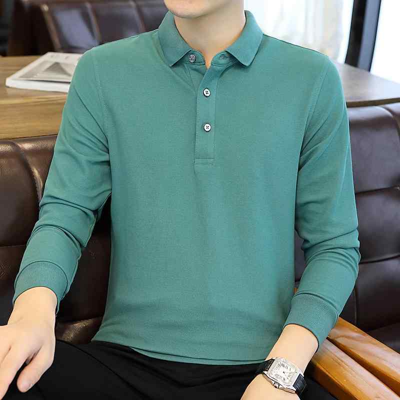樂天商城 - ポロシャツ メンズ 男性用 長袖 トップス ファッション トレンド カジュアル 上着 綿100% コットン 無地 シンプル ベーシック 百搭 羽織り 秋