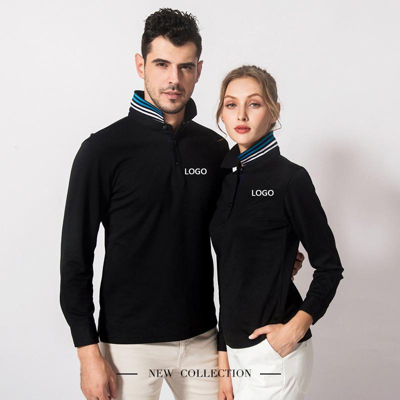 ポロシャツ 男性用 Tシャツ 長袖 ビジネスカジュアル トップス 韓国風 熱転写 プリント 工装 ポリエステル 仕事着2