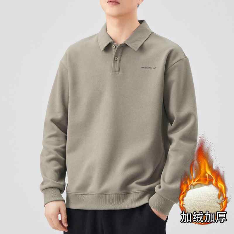 スウェット メンズ 男性用 ポロシャツ風 ゆったり 襟付き トップス カットソー