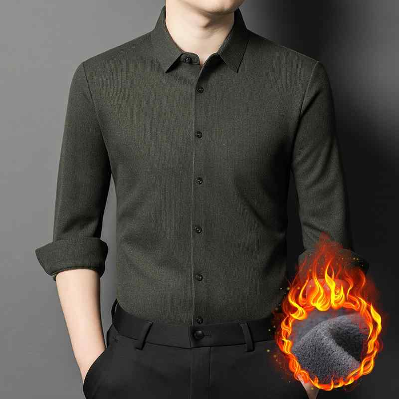 シャツ メンズ 男性用 裏起毛 暖かい ビジネス カジュアル 無地 ポロシャツ 秋冬