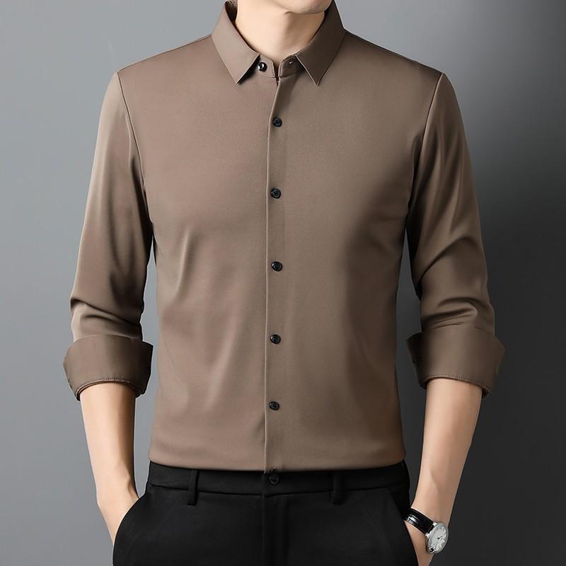 シャツ メンズ 男性用 長袖 秋冬 起毛 厚手 ビジネス カジュアル 無縫製 防寒 あったか