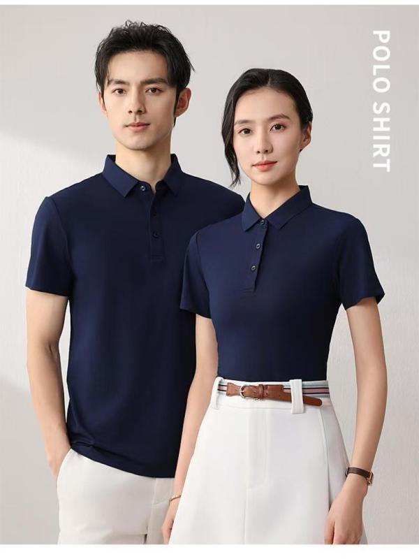 ポロシャツ 男性用 抗菌 無地 夏物 業務 作業着 トップス 二級 シームレス 布襟2