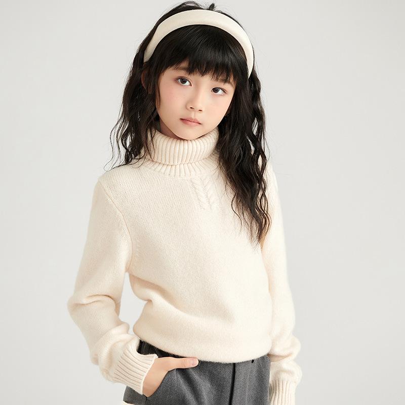 ニット キッズ 子供服 男女兼用 ウール100% ハイネック ケーブル編み 秋冬 普段使い セーター 暖かい ..