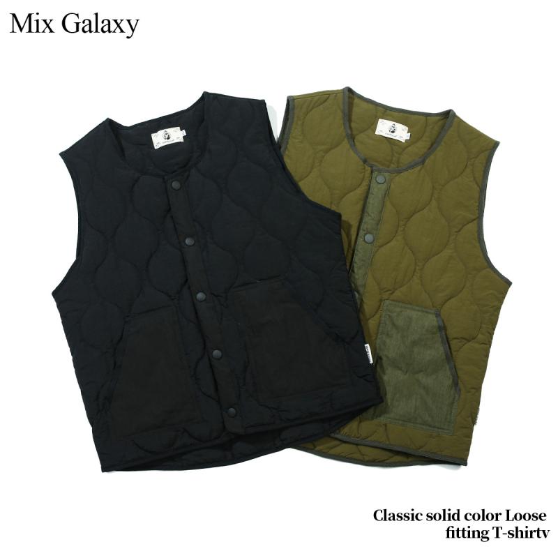 背心 - ベスト 男性用 秋冬 U家 日系 レトロ キルティング 暖かい 綿入り 中綿入り チョッキ あったか 防寒 アウター