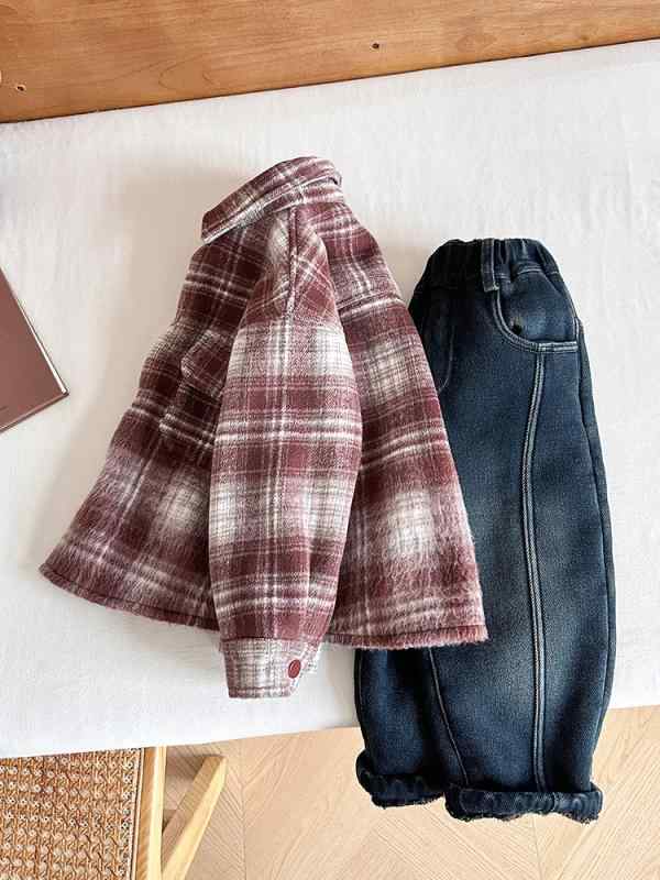 子供服 キッズ チェック柄 シャツ 男の子 裏起毛 秋冬 アウター 防寒 普段使い 通学着