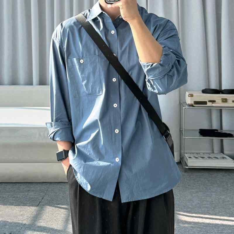 シャツ メンズ 男性用 長袖シャツ 春物 ゆったり 快適 韓国風 トレンド 高級感 こなれ感