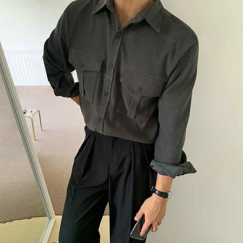 Other - シャツ メンズ 男性用 春物 長袖 ワークシャツ 無地 ゆったり 韓国風 カジュアル トップス 普段使い