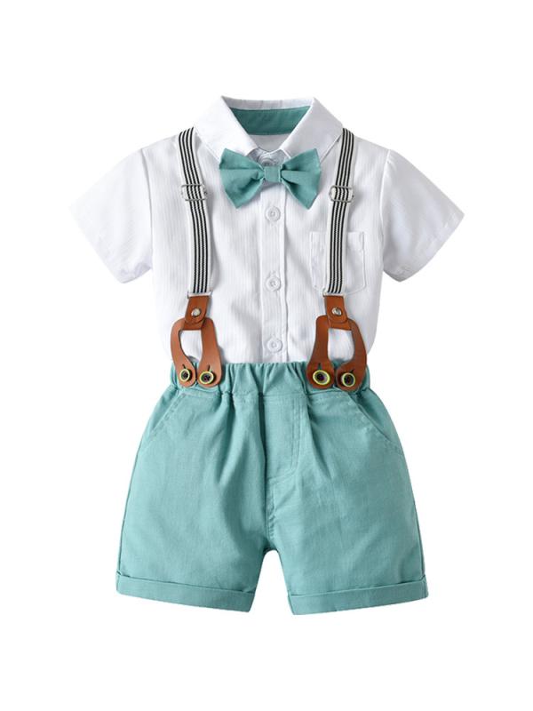 Rakuten - キッズ 子供服 半袖 背帯パンツ 2点セット 薄手 夏物 男の子 韓国風