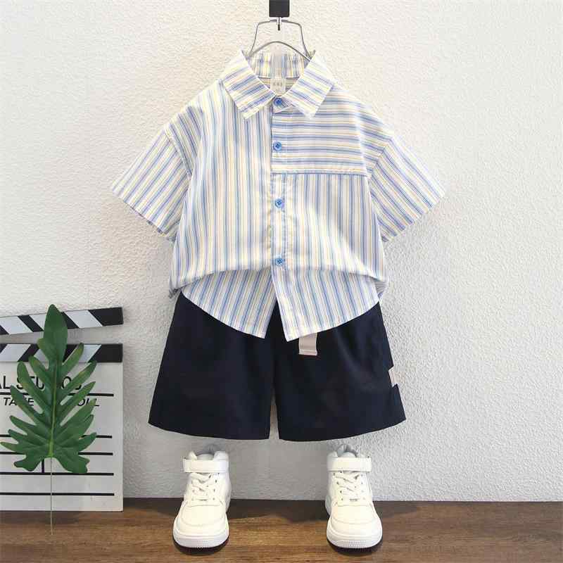 シャツ 子供服 夏物 セットアップ 韓国風 かっこいい ベビー服 上下セット 2点セット 半袖 トップス パンツ 通園着 普段着 おしゃれ