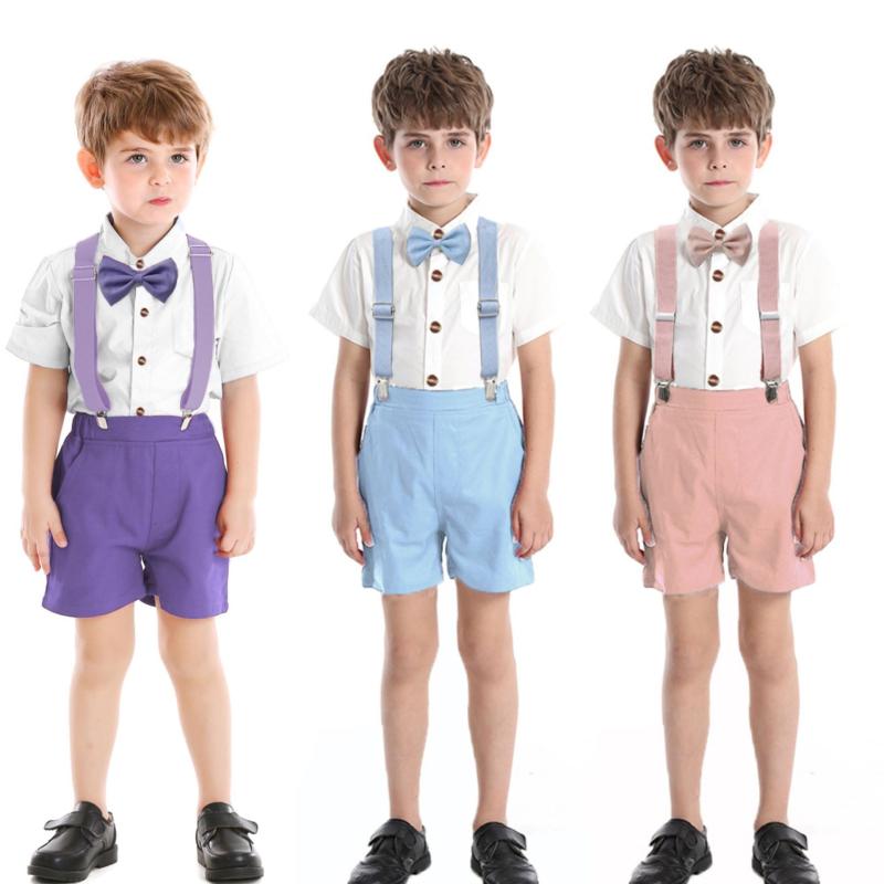 Top & Bottom Sets - シャツ キッズ 半袖 トップス & 短パン セットアップ 結婚式 フォーマル かわいい 発表会 演奏会 舞台 衣装 子供服 チュニック ショーパン 上下セット ツーピース