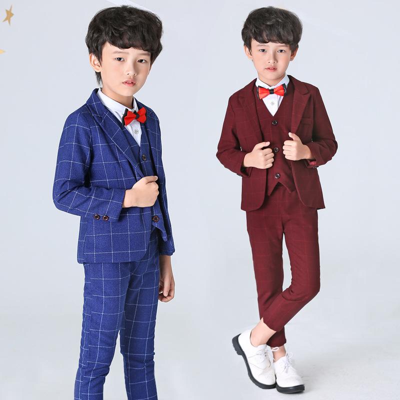 キッズ スーツ フォーマル 男の子 チェック柄 ジャケット パンツ ベスト 3点セット 子供用 韓国風 入園式 卒園式 七五三 結婚式 発表会 演奏会