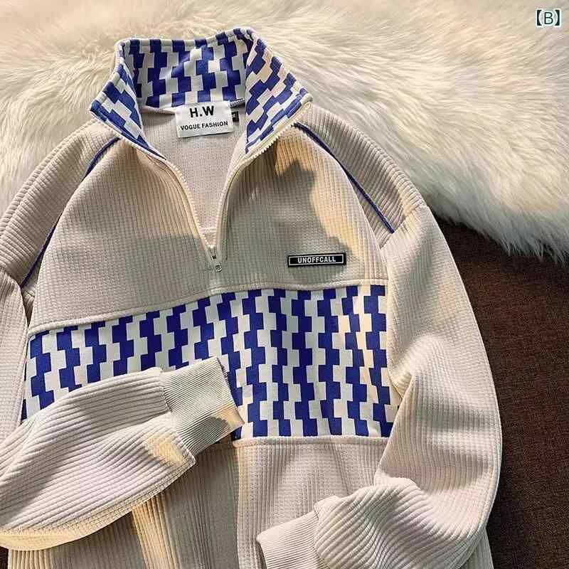 ポロシャツ メンズ 長袖 ファッション トップス 配色 おしゃれ アメカジ レトロ ゆったり ハーフジップ トレーナー スエット