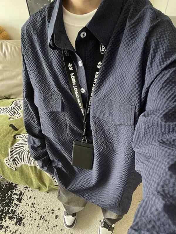 シャツ メンズ 男性用 高級感 接触冷感 長袖 ポロシャツ プルオーバー トップス ワークシャツ 接触冷感 部屋着 普段使い 通勤用