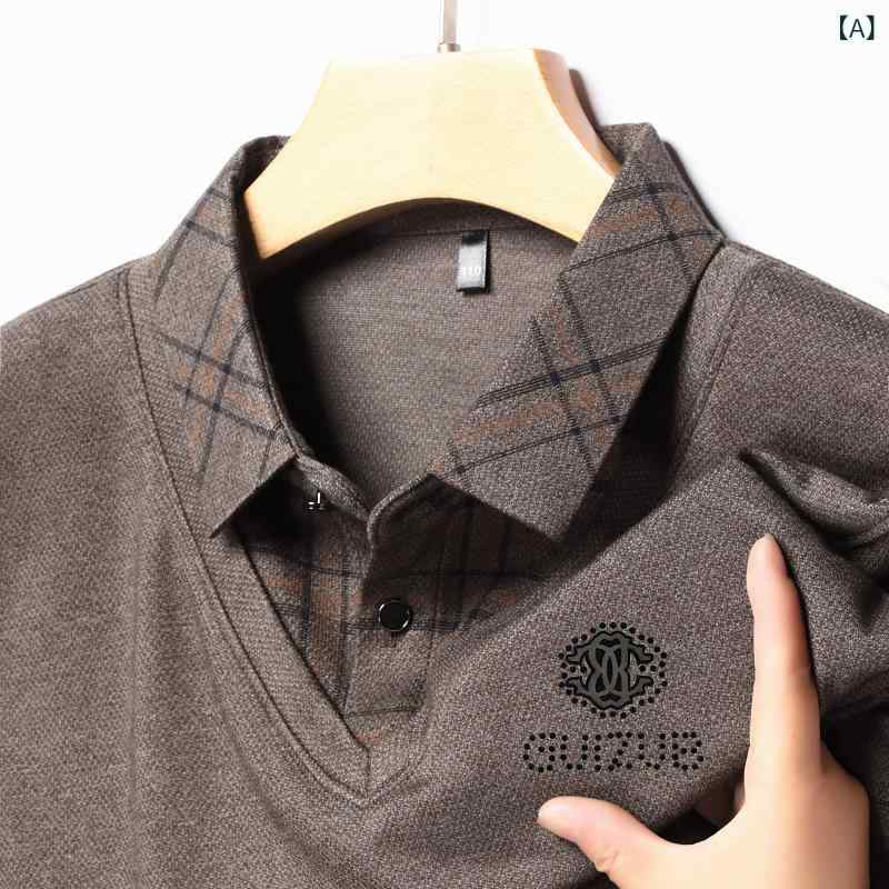 Tシャツ メンズ 男性用 長袖 ポロシャツ トップス カジュアル 快適 伸縮性 通気性 カットソー フェイクレイヤード 秋服 ファッション