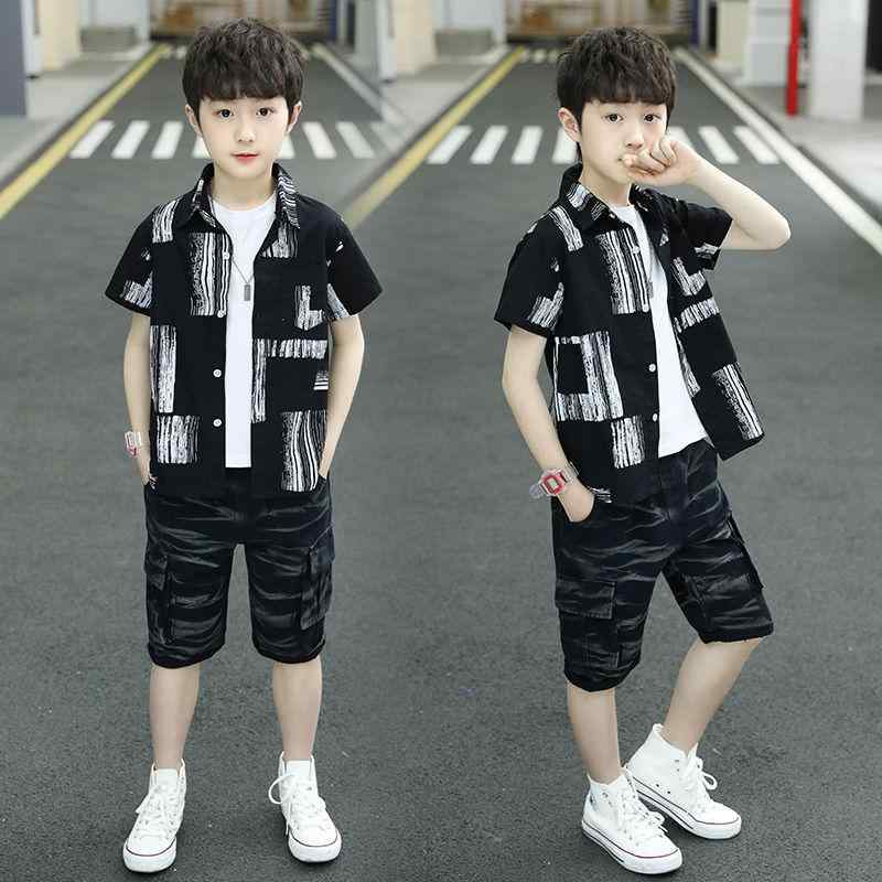 シャツ 男の子 半袖 夏服 子供服 韓国風 おしゃれ 中学生 大学生 2点セット