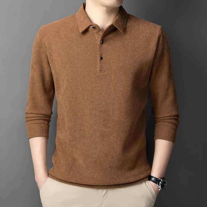 ポロシャツ メンズ 男性用 秋冬 長袖 Tシャツ トップス 裏起毛 無地 あったか 暖かい シャツ カットソー インナー 重ね着
