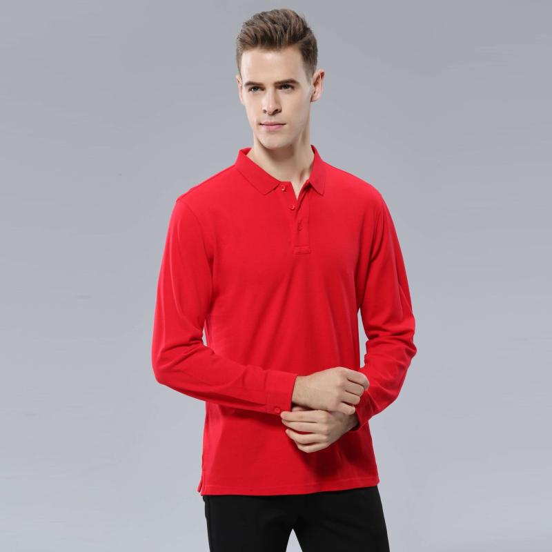 ポロシャツ メンズ 男性用 長袖 襟付き Tシャツ 無地 綿100% カスタム 作業服 ロゴ印刷