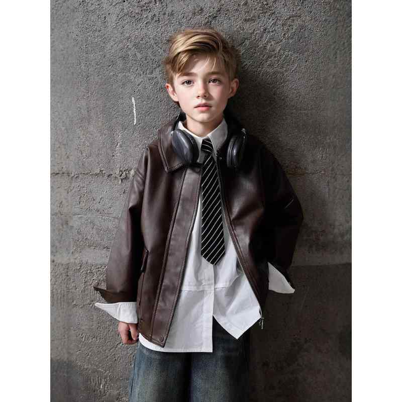 ジャケット 子供 男の子 春物 アウター ライダースジャケット ボーイズ キッズ 皮ジャン レザージャケット