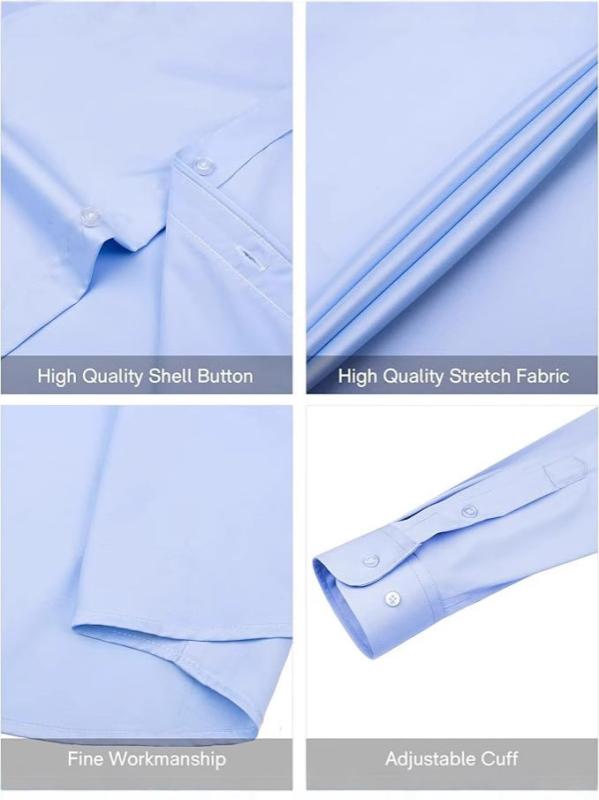Short Sleeves （Shape Holding） - シャツ 男性用 トップス 無地 長袖 ストレッチ 伸縮性 防しわ フォーマル 正装2