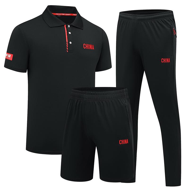 ポロシャツ 男性用 半袖 スポーツウェア 上下セット トレーニングウェア 武術 コーチ Tシャツ