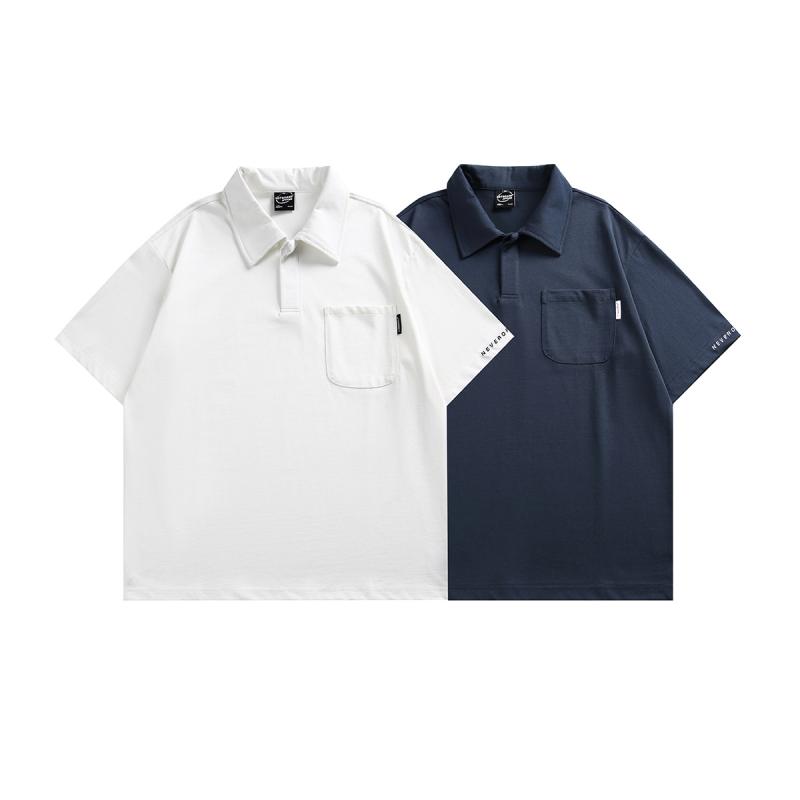ポロシャツ 男性用 ヘビーウェイト 刺繍 半袖 Tシャツ トップス 美式 潮牌