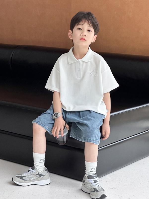 ポロシャツ 子供服 半袖 トップス 夏服 男の子 襟付き 韓国風 おしゃれ かわいい 通学着 普段着