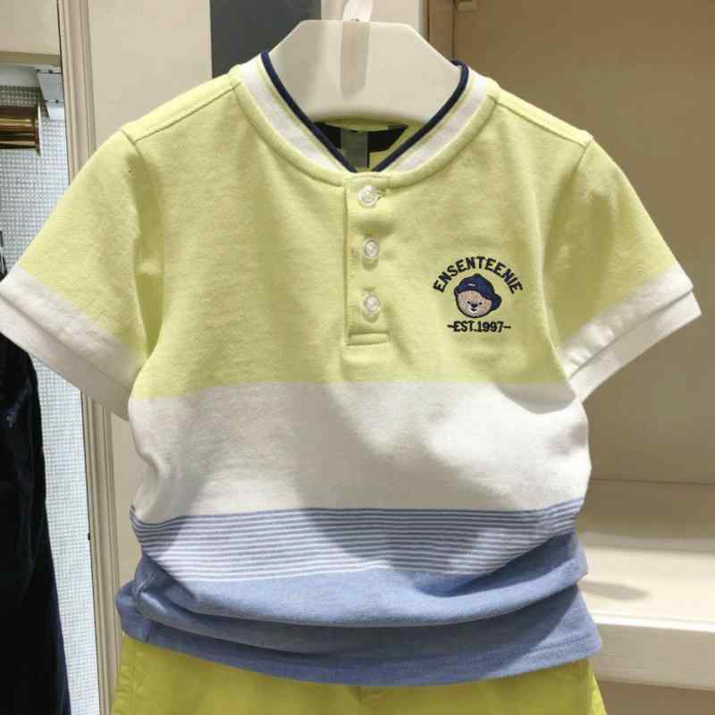 Polo衫 - ポロシャツ キッズ 男の子 夏服 半袖 トップス 子供服 切り替え