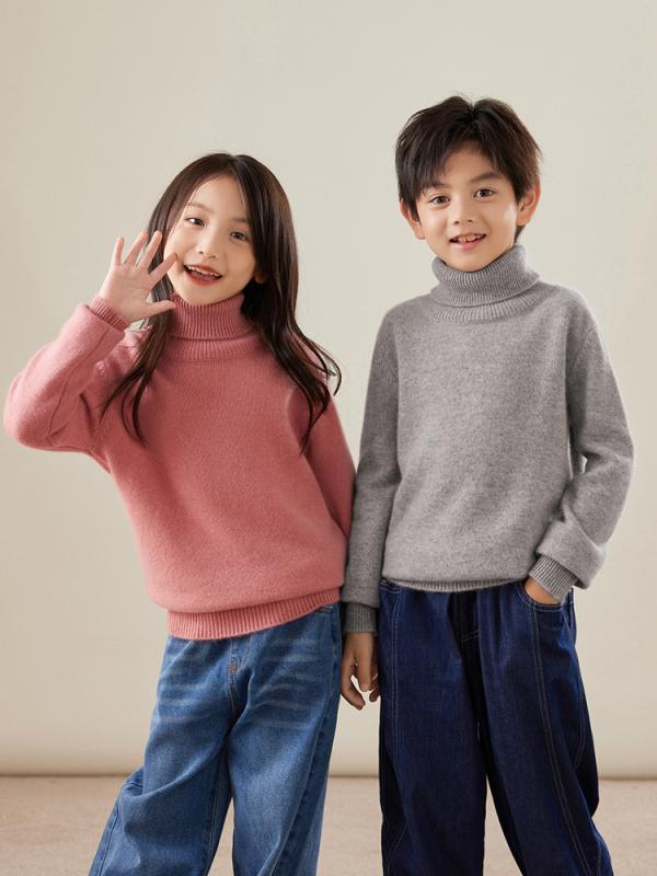 ニット キッズ 子供 男女兼用 ウール セーター ハイネック 無地 厚手 秋冬 トップス インナー あったか 防寒 男の子 女の子