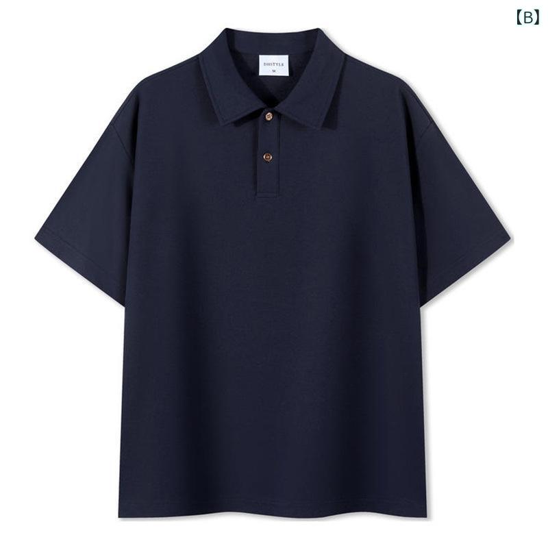 ポロシャツ 男性用 40支 纯色 半袖 トップス 团体聚会 プリント ベーシック 日系 厚手