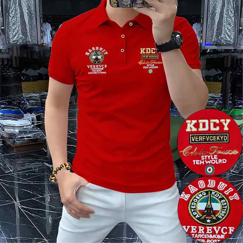 ポロシャツ 男性用 刺繍 半袖 襟付き トップス ビジネス 高級感