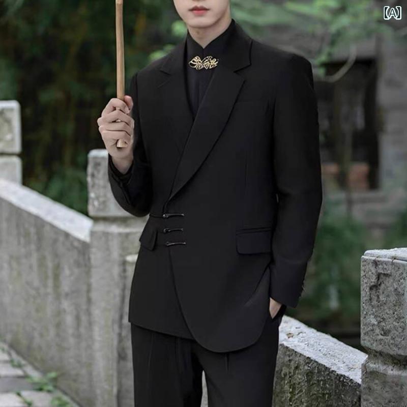 シャツ メンズ 男性用 新中式 チャイナ風 刺繡 立襟 形態安定 ビジネス フォーマル 結婚式 パーティー