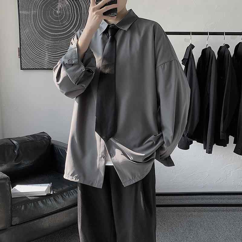 Short Sleeves （Shape Holding） - シャツ メンズ 春秋 長袖 港風 日系 ゆったり カジュアル トップス 韓国風 ハンサム