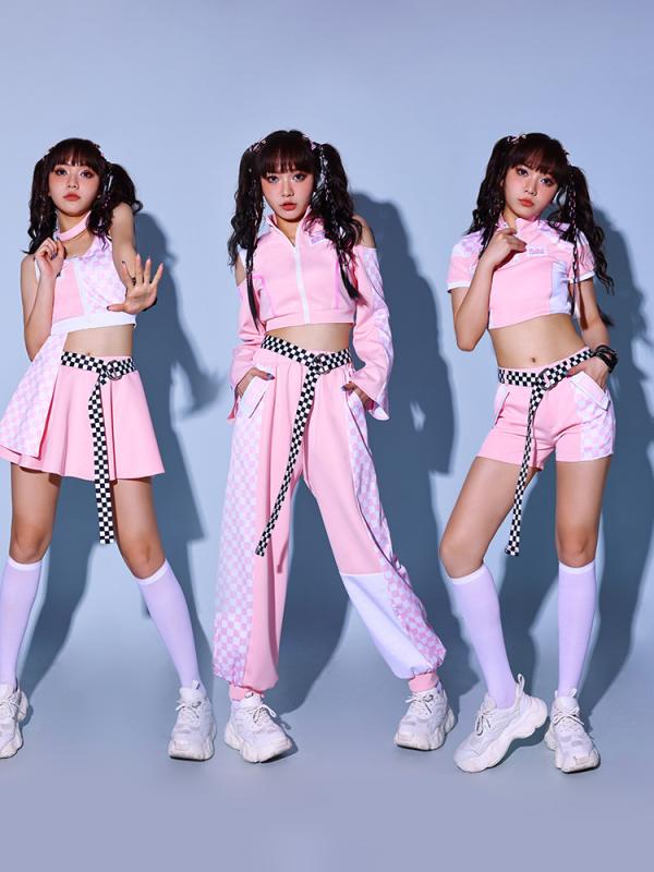 ダンス衣装 レディース セクシー ピンク系 ジャズダンス K-POP 舞台 演出服 チーム ダンス 服