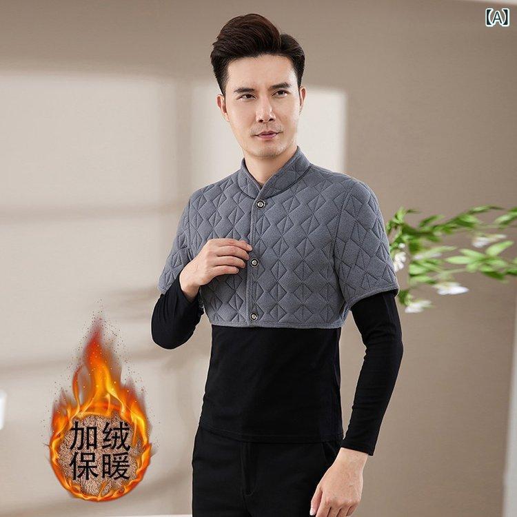 ベスト 男性用 防寒 チョッキ あったか 中綿 ゆったり 肩当て付き シニア 暖かい 秋冬