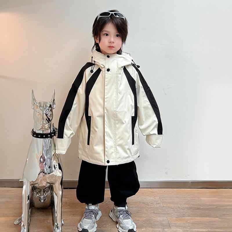 キッズ ジャケット 春物 アウター 子供服 配色 フード付き ウインドブレーカー