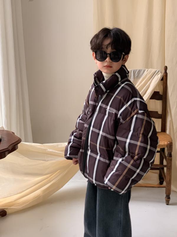 ダウンジャケット キッズ 男の子 韓国 チェック柄 中綿 厚手 防寒 暖か ゆったり アウター2